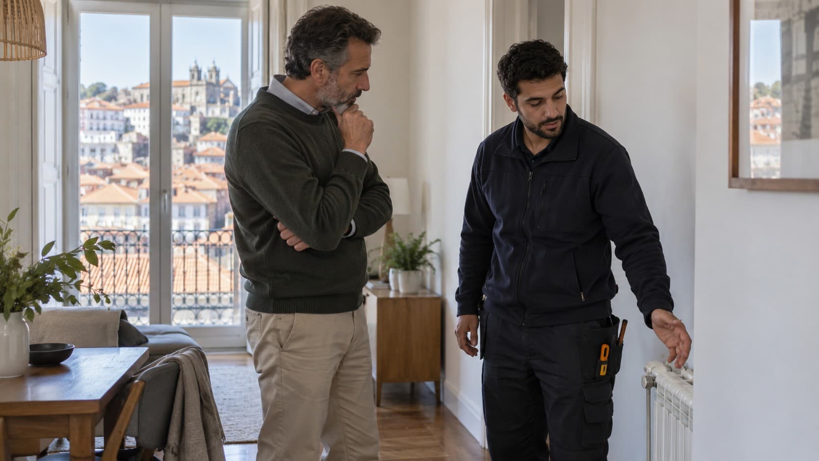 Senhorio a rever uma habitação com um técnico Faber
