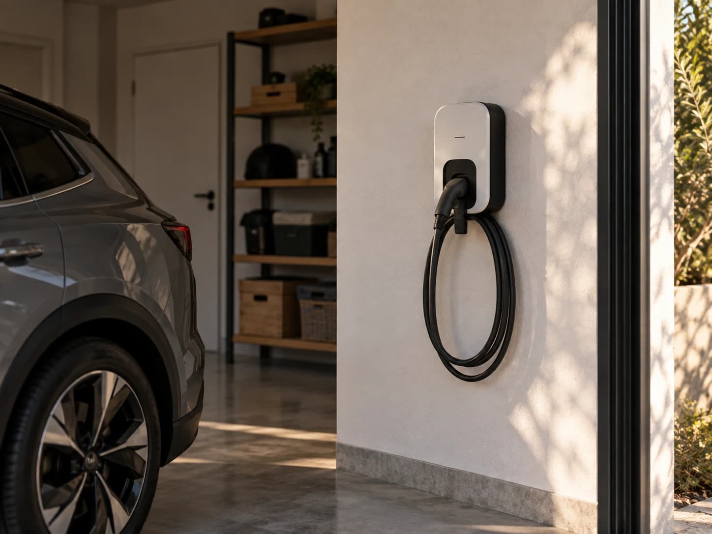 Carregador para veículo elétrico numa garagem privada